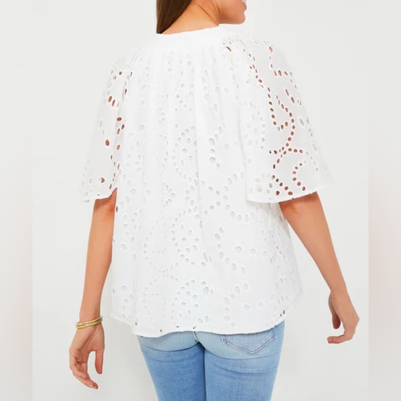 Tuckernuck White Eyelet Finley Flutter Sleeve Top - Picture 3 of 9